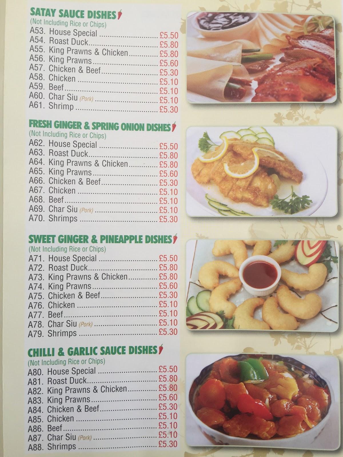 Menu at China Dragon, Darlington