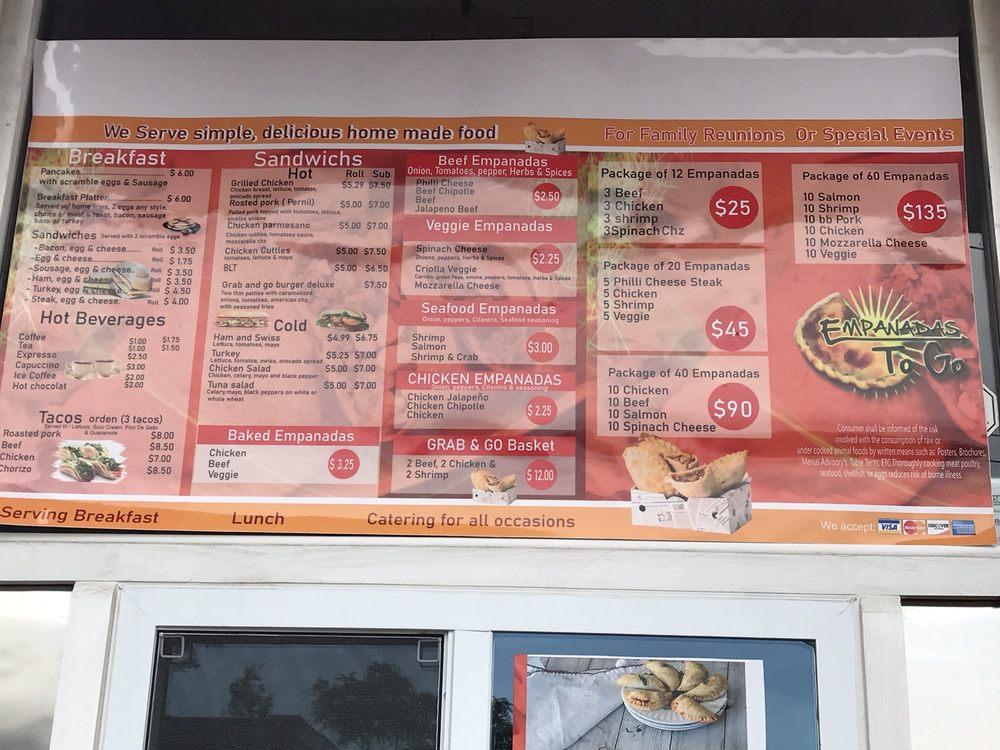 Menu at Grab and Go Empanadas cafe, Hamden