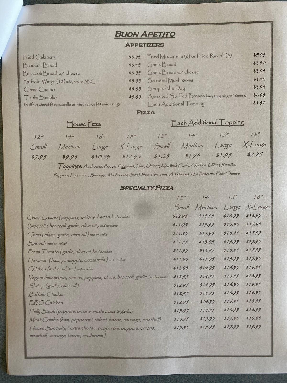Menu at Paesano's Pasta House Restaurant, Naugatuck