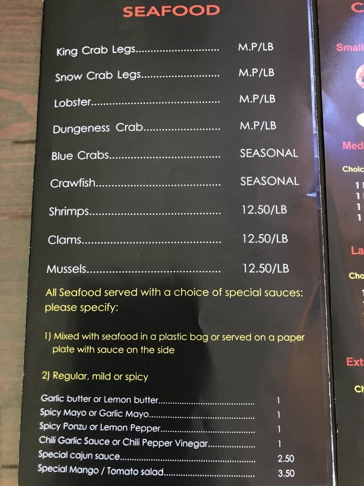 Menu at The Dancing Crabs restaurant, Chino