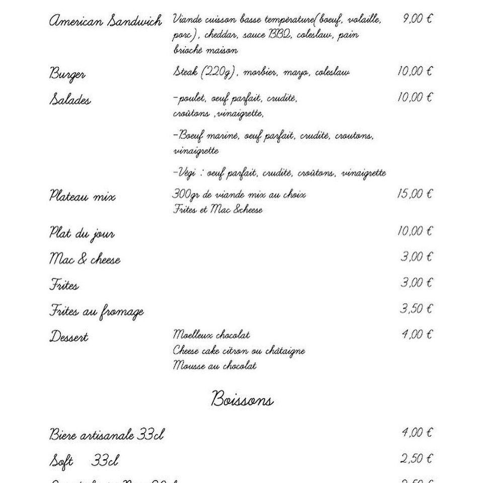 Menu at L'Arc Café Restaurant, Andancette