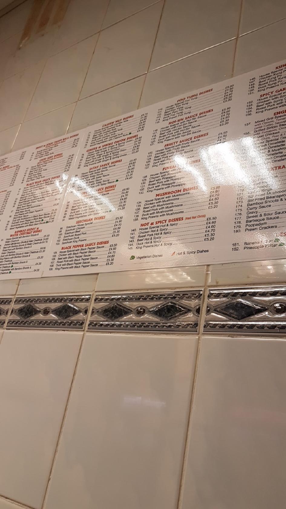 Menu at Milton Chinese Takeaway fast food, StokeonTrent