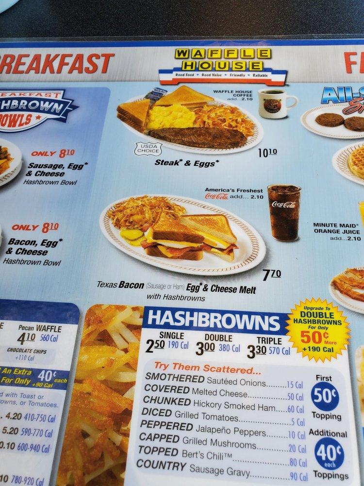 Menu at Waffle House restaurant, Kansas City, NE Parvin Rd