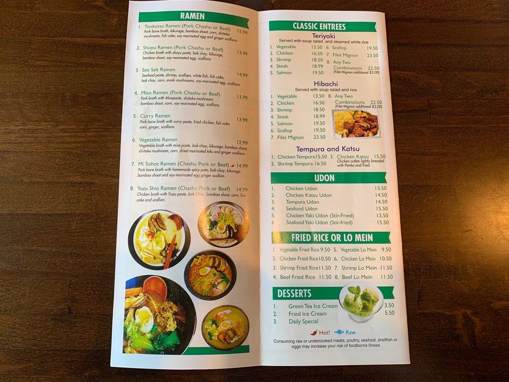 Menu at Ginger Bistro restaurant, St. Augustine