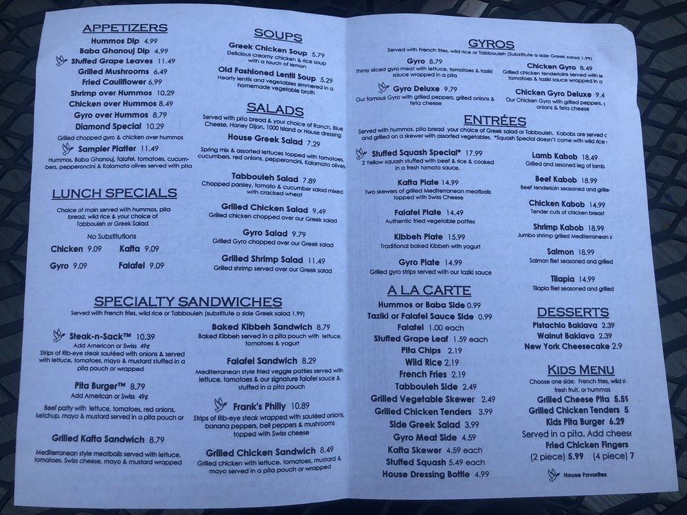Menu at The Olive Branch Mediterranean Cuisine restaurant, Birmingham