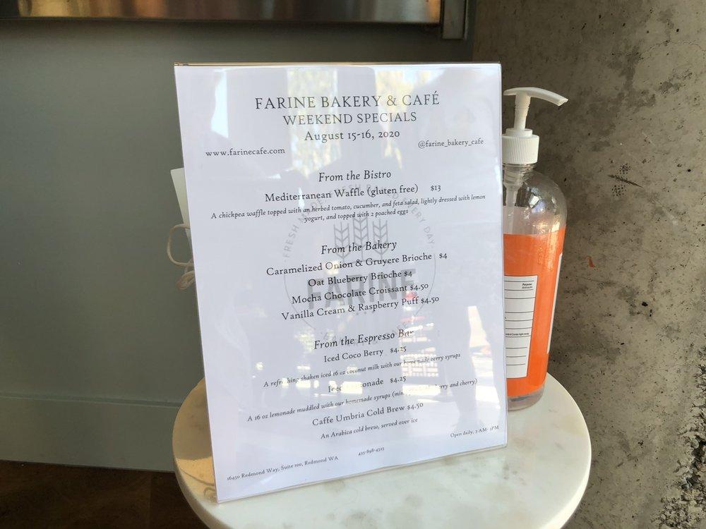 Menu At Farine Bakery Caf Redmond