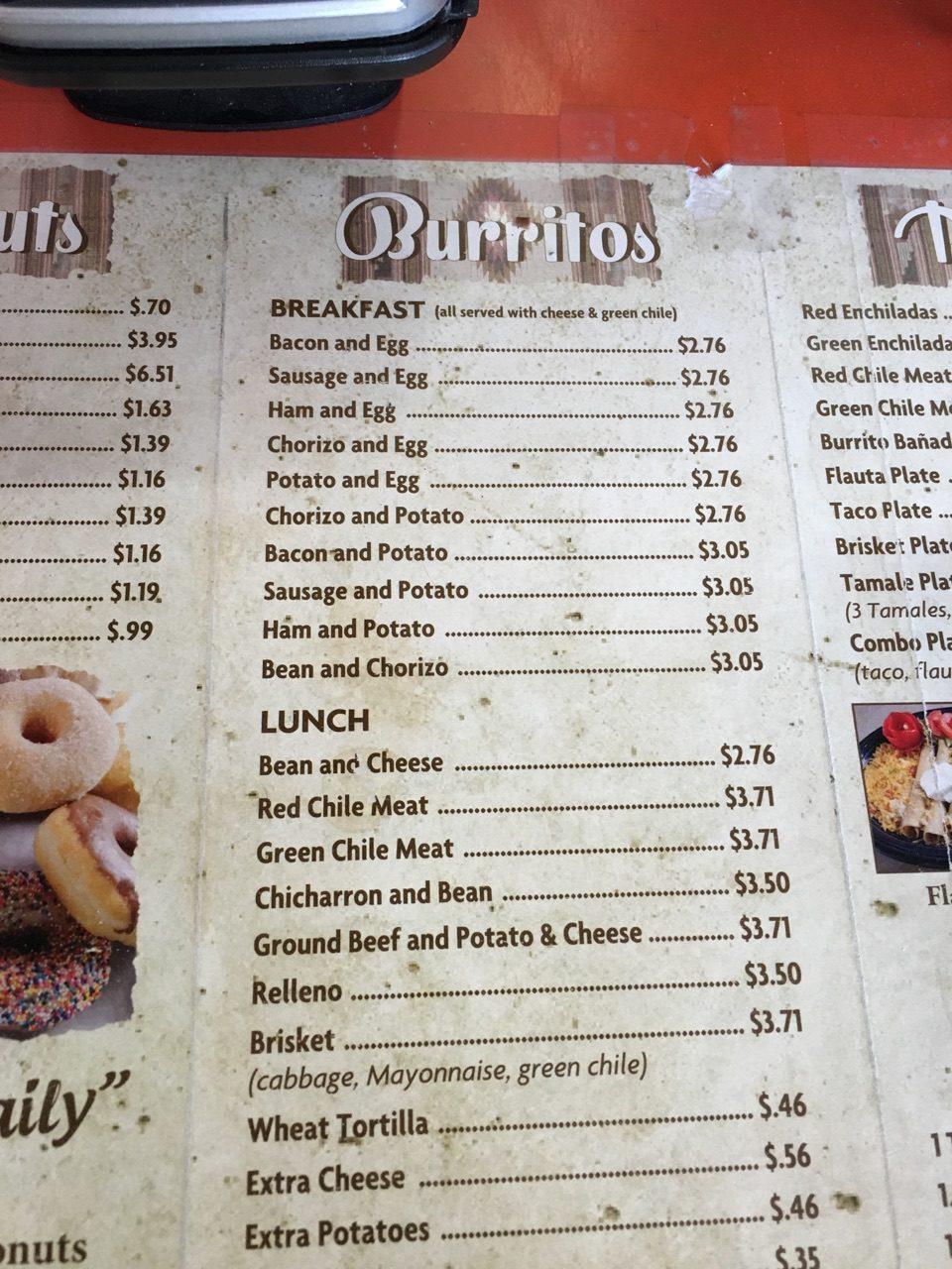 Menu at Bosa Donuts & Burritos restaurant, Las Cruces
