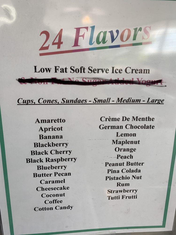 Menu at Fillmore's Dairy Hut restaurant, Florence