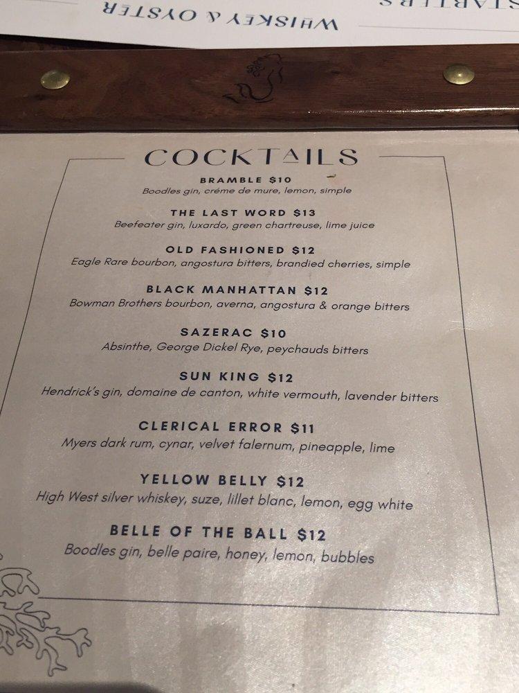Menu at Whiskey & Oyster pub & bar, Alexandria