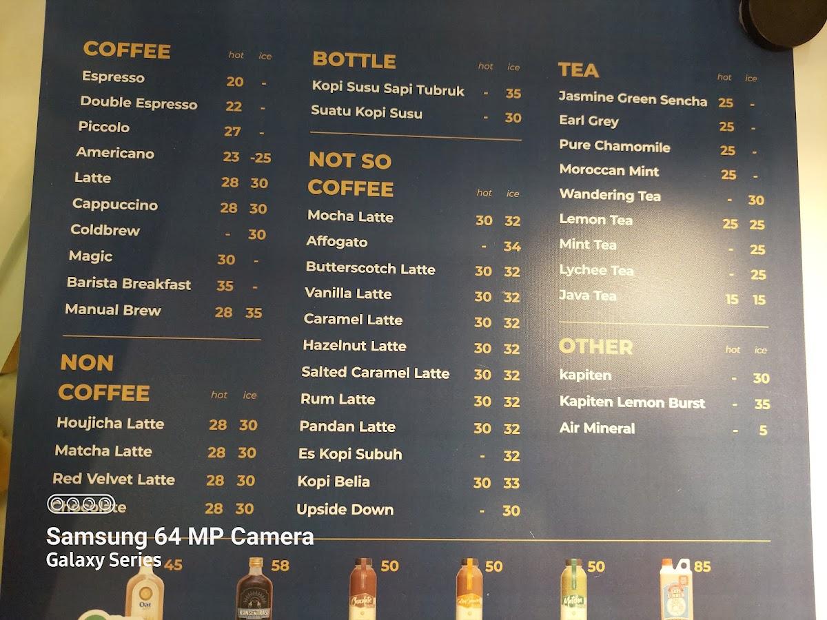 Menu at Sekutu Kopi cafe, Surakarta