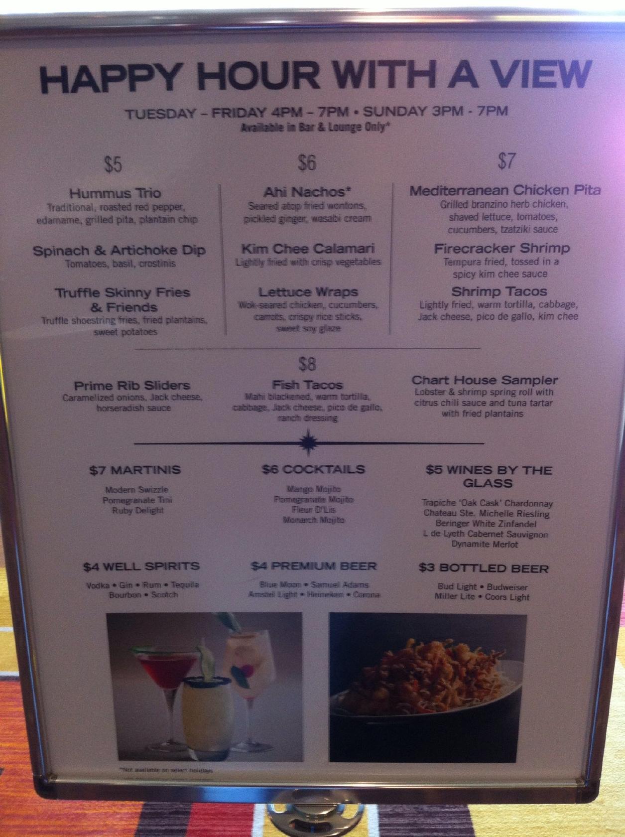 Menu at Chart House steakhouse, Atlantic City