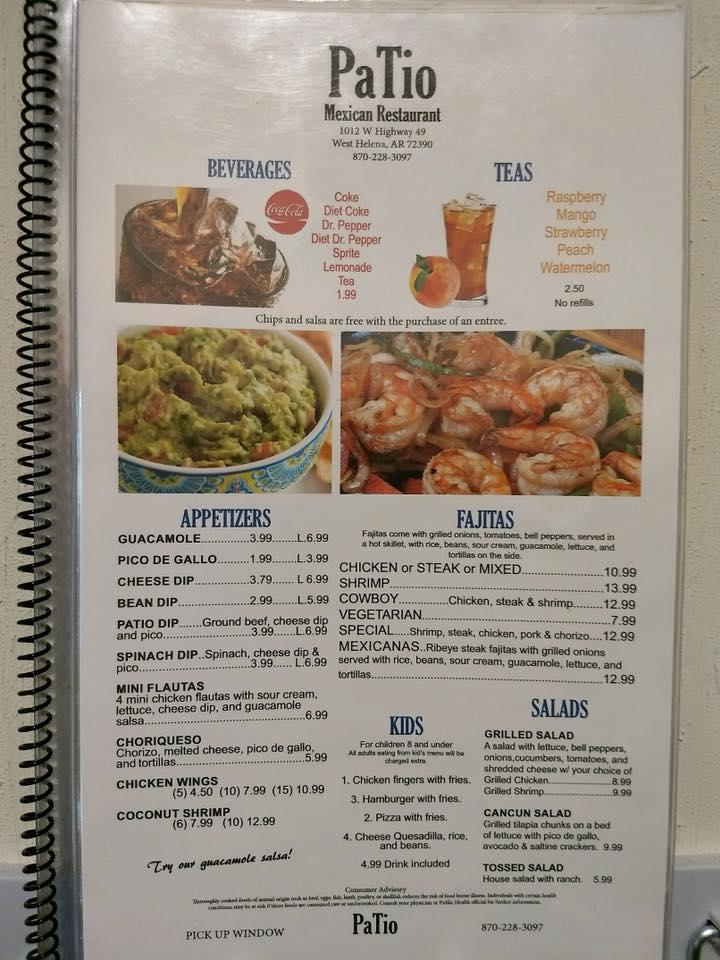 Menu at PaTio Mexican Restaurant, Helena-West Helena, US 49