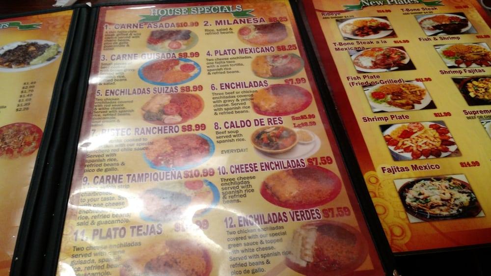 Menu at Taqueria El Tapatio restaurant, Dumas, Guy Lane Plz