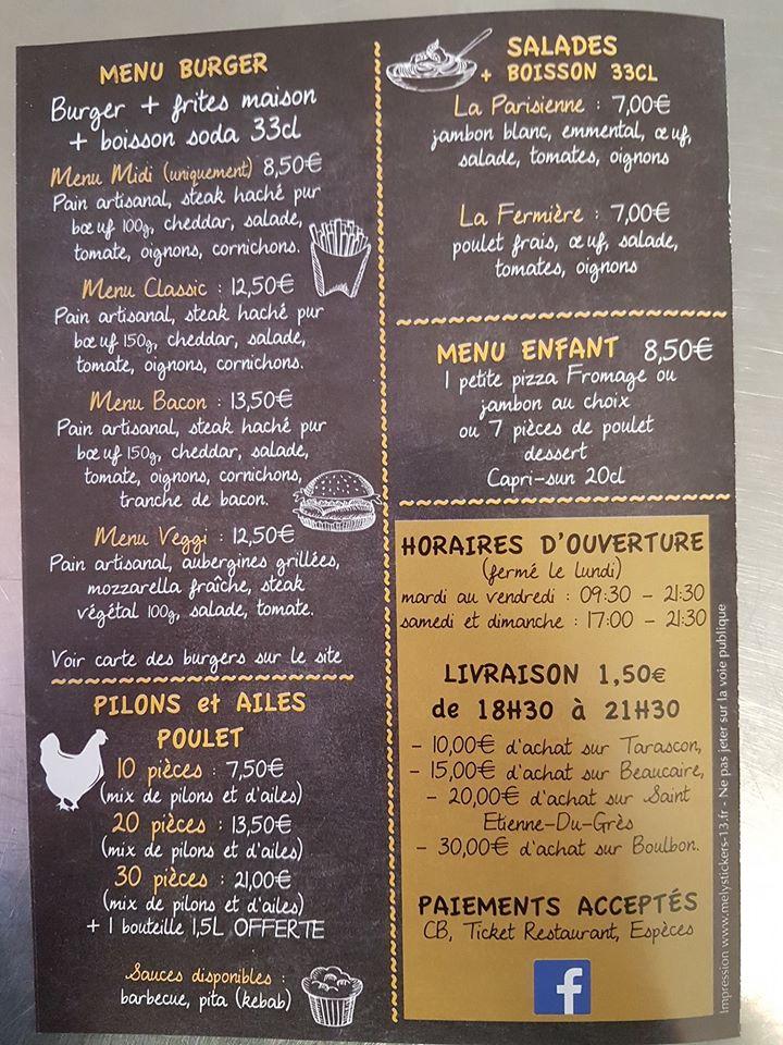 Menu au Authentic Pizza caf Tarascon 9 Bd Jules Ferry