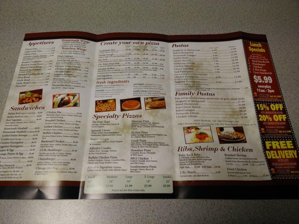 Menu at Alfredo's Pizza & Pasta pizzeria, Lake in the Hills