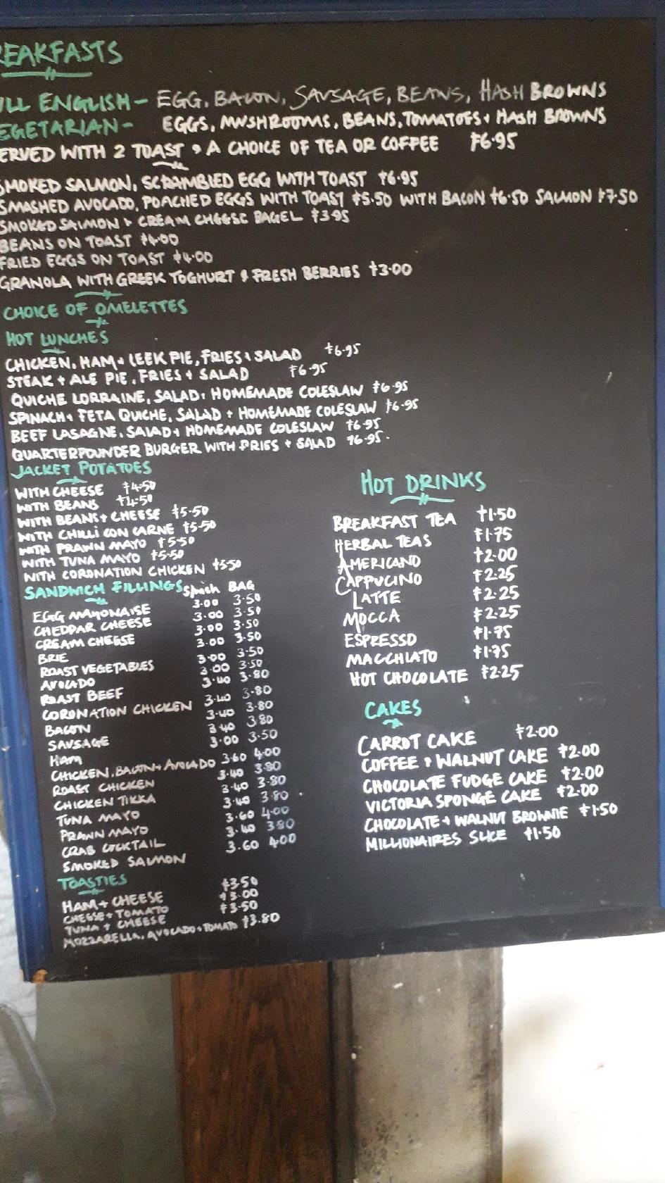 Menu at Cafe Portico, London