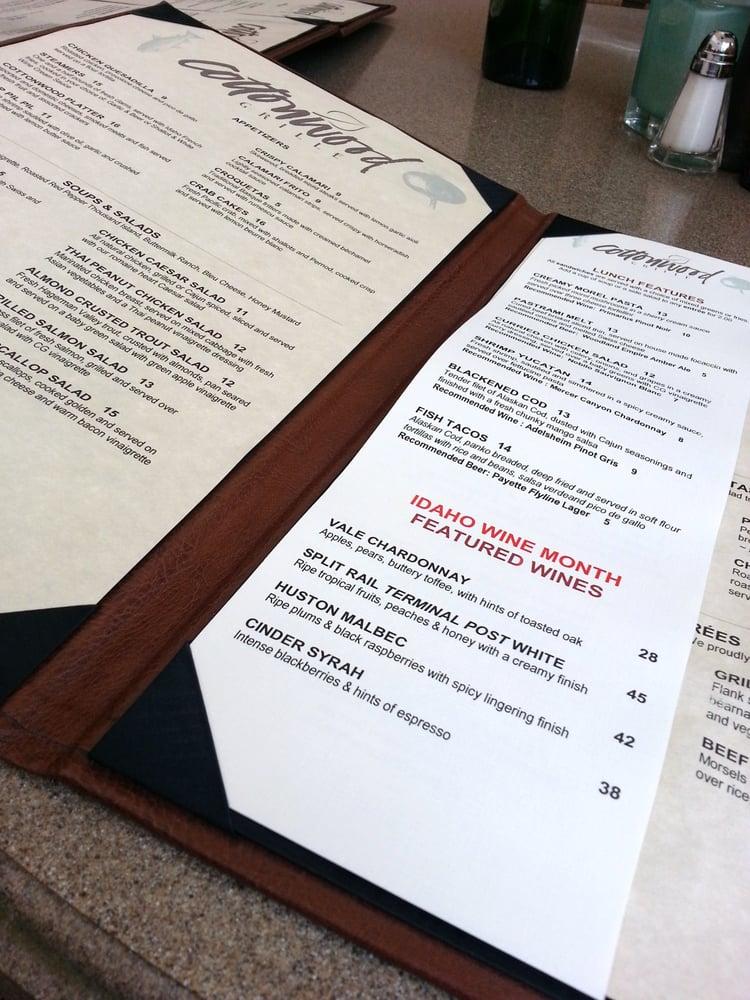 Menu at Cottonwood Grille pub & bar, Boise