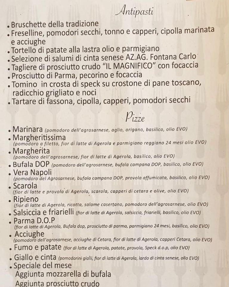 Menu da Gli Ostinati Pizza e Brace ristorante, Arezzo