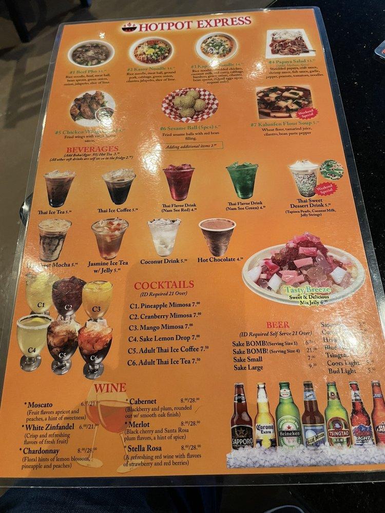 Menu at Hotpot Express restaurant, Citrus Heights