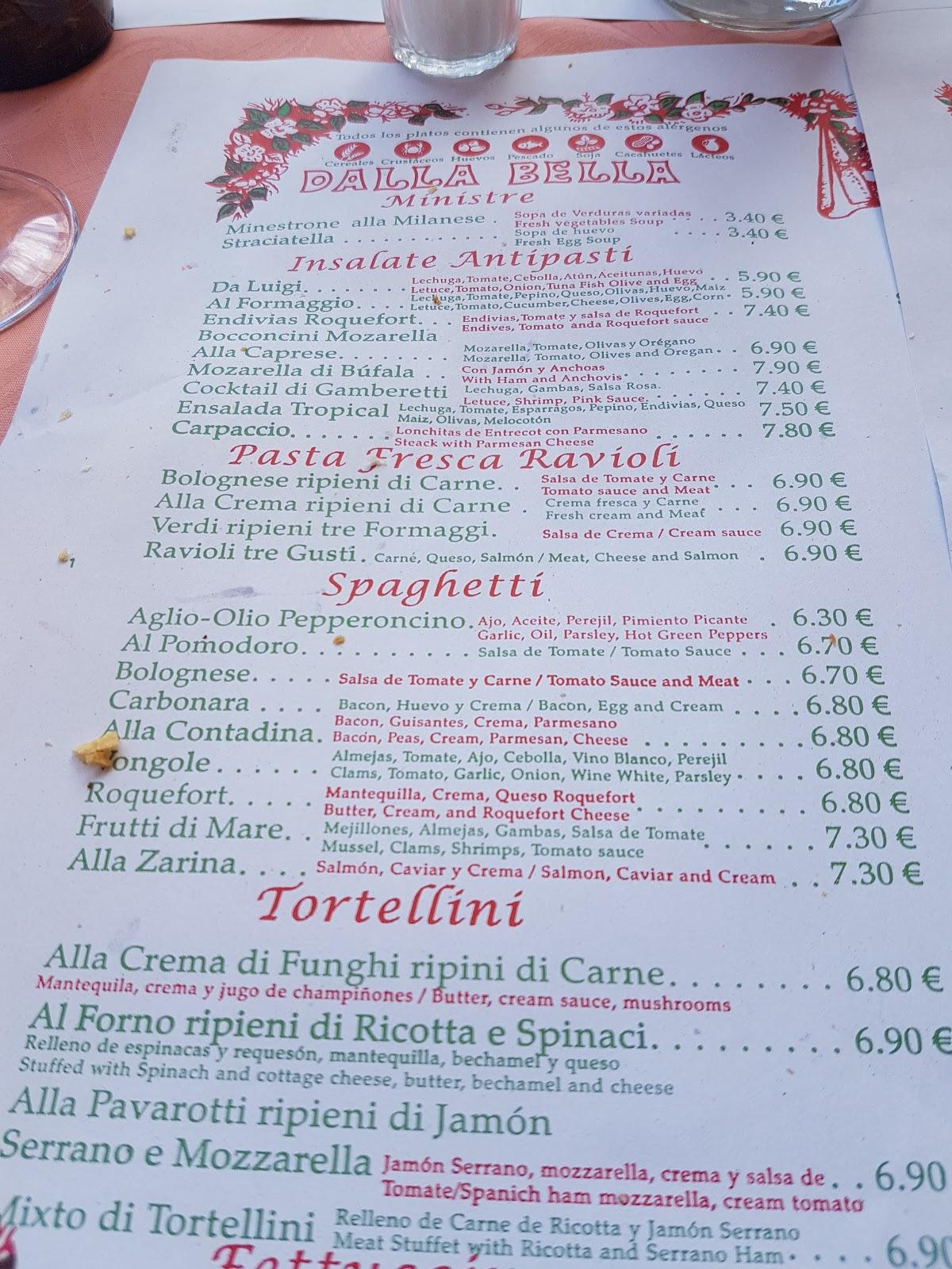 Pizzeria Papa Luigi en Fuengirola Carta
