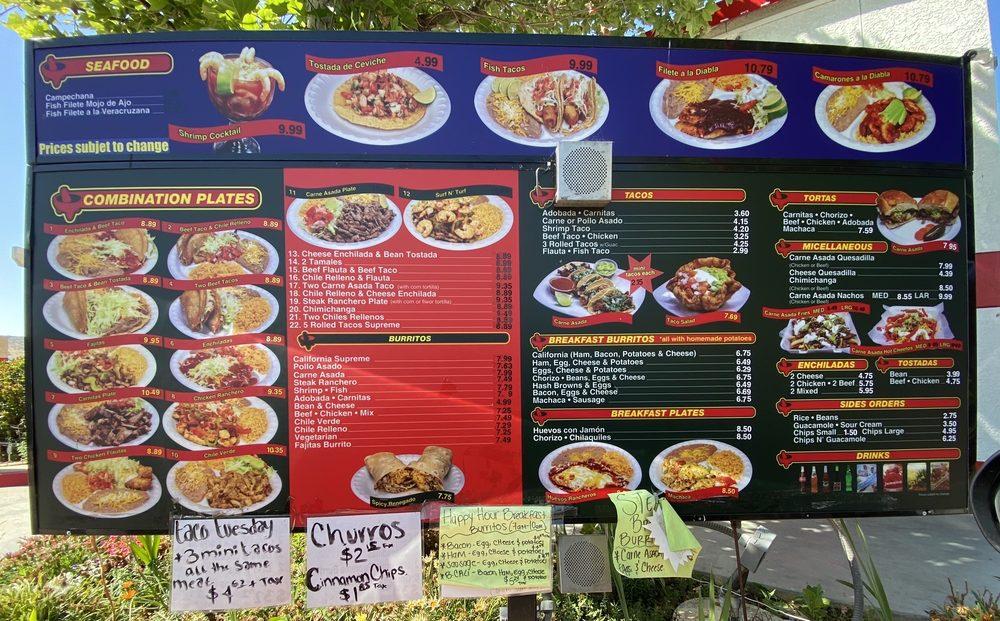 Menu at Salsa Mexican Food restaurant, Poway