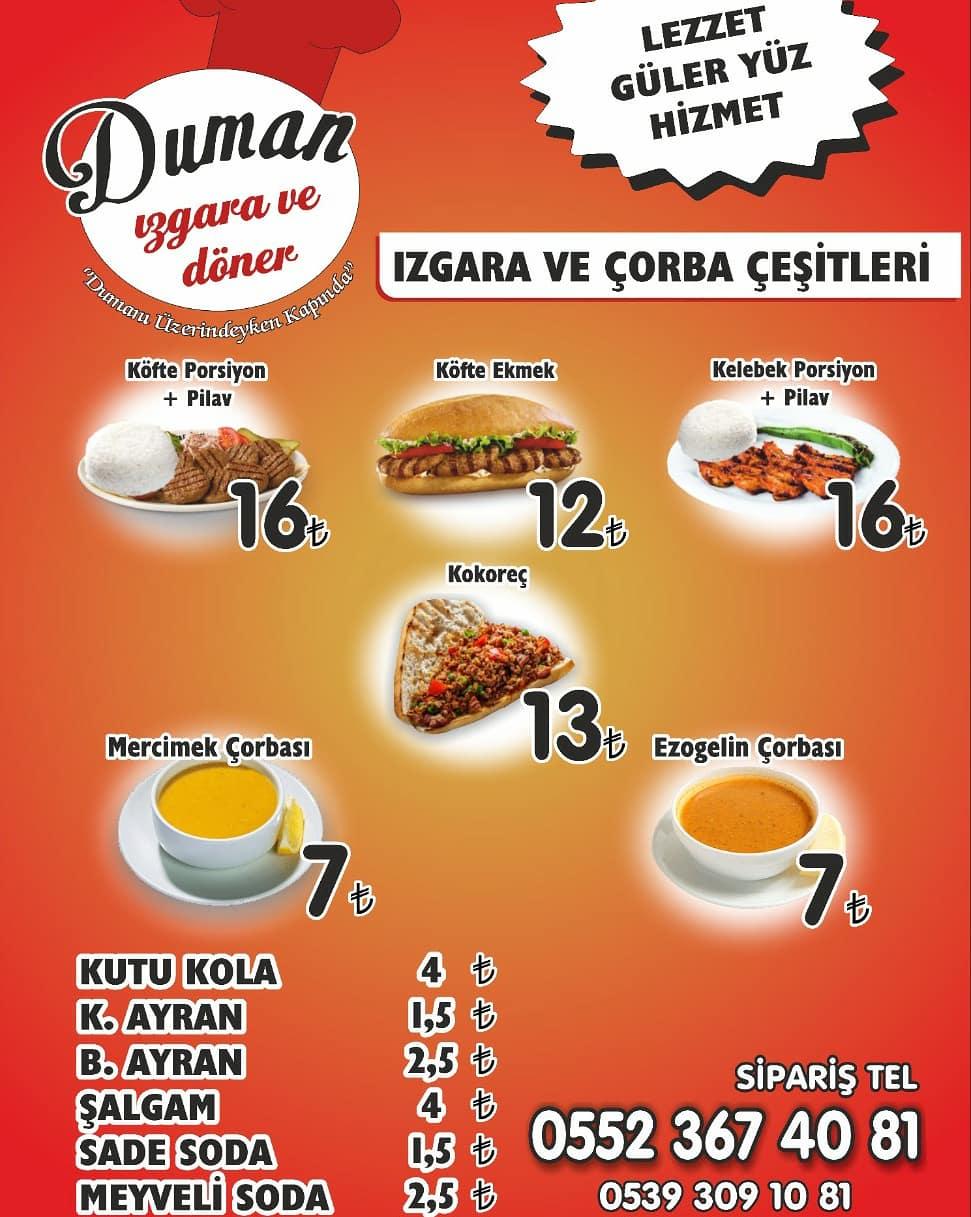 Menu At Duman Zgara D Ner D Zce