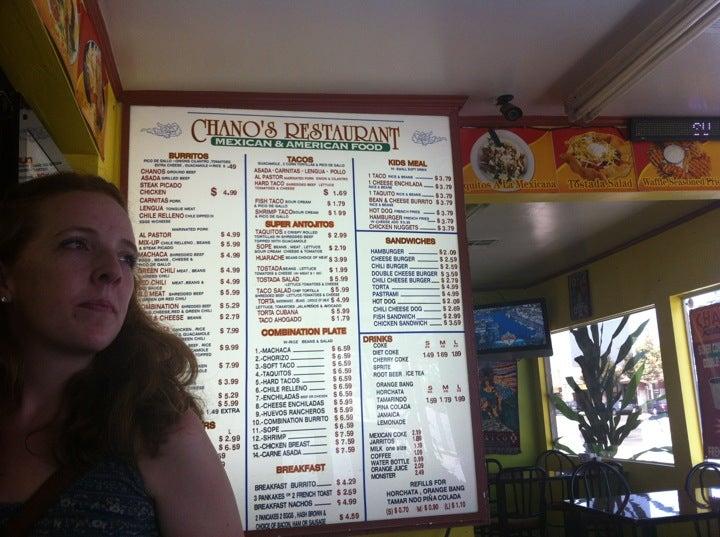 Menu at Chanos DriveIn restaurant, San Gabriel