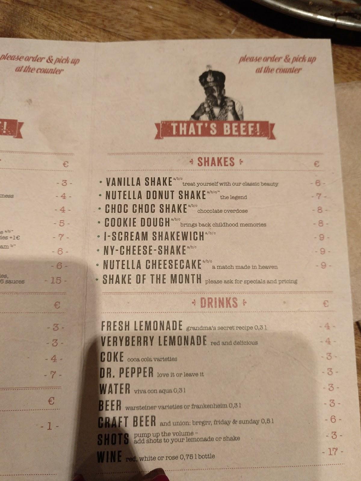 Speisekarte von What´s Beef restaurant, Frankfurt am Main