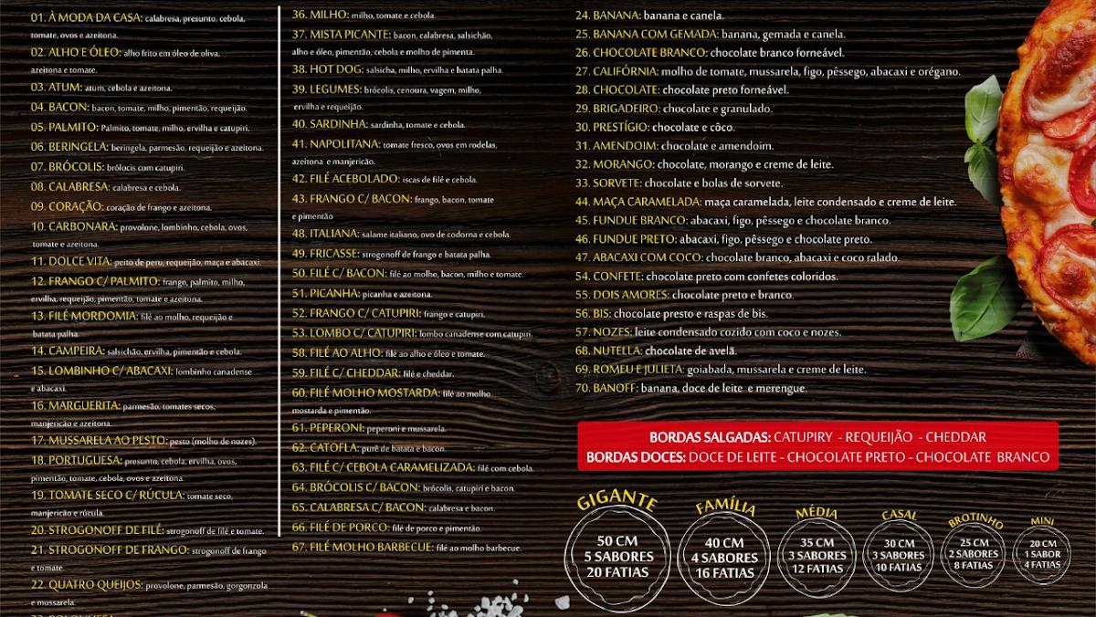 Mordomia Pizzaria cardápio