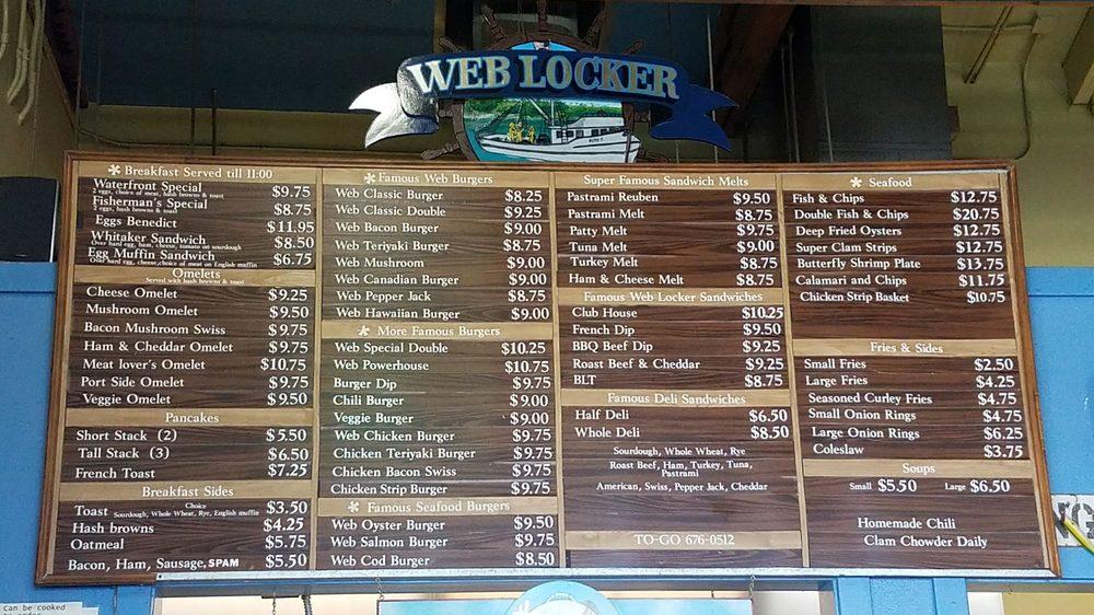 Menu at Web Locker Restaurant, Bellingham