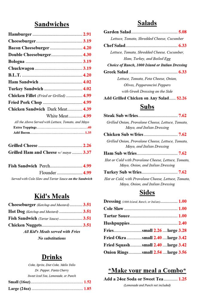 Menu at Chicken King #4 restaurant, Charlotte, Rozzelles Ferry Rd