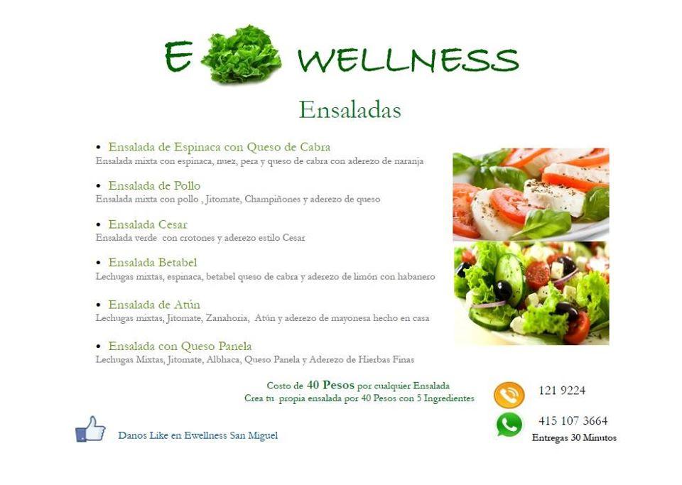 Menu at E Wellness restaurant, San Miguel de Allende