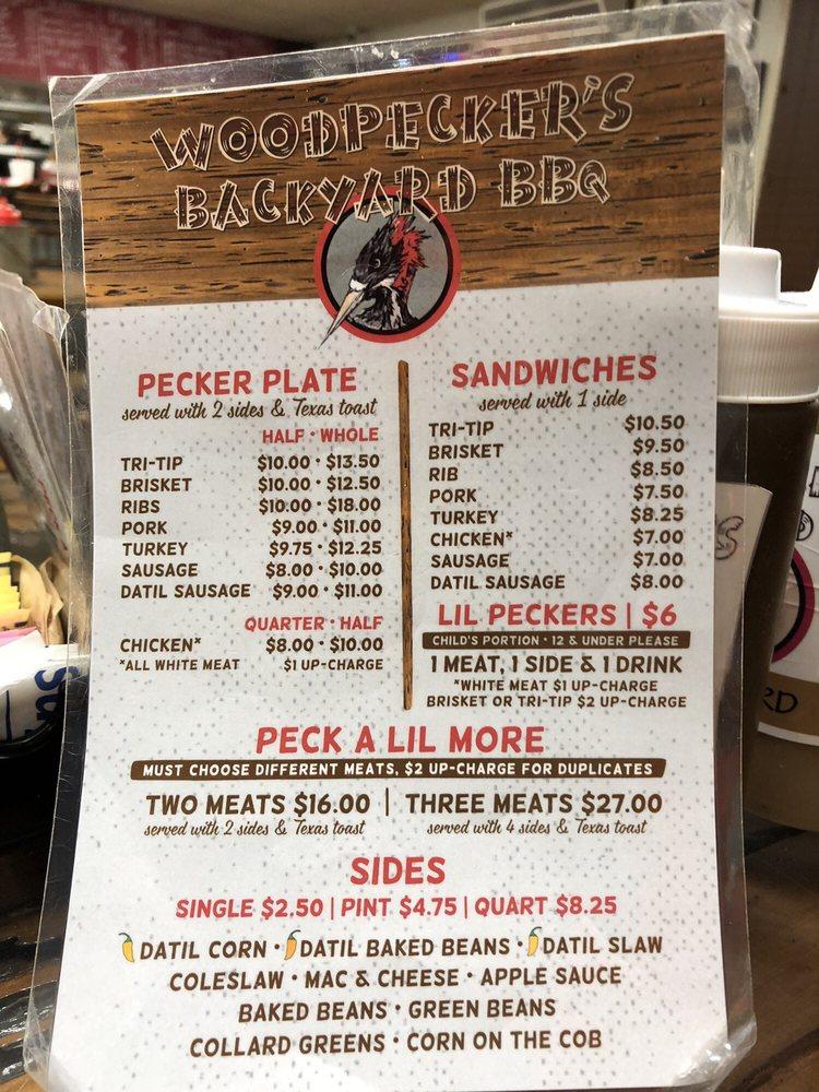 Menu at Woodpeckers Backyard BBQ, Jacksonville