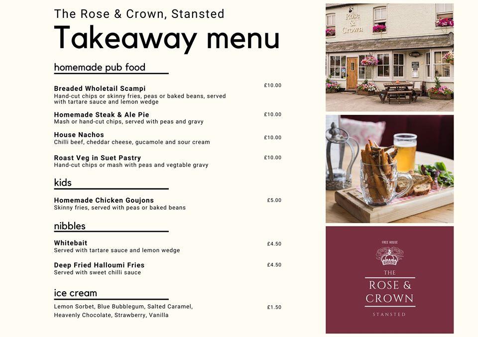 Menu at The Rose & Crown Stansted pub & bar, Stansted Mountfitchet, 31 Bentfield Rd