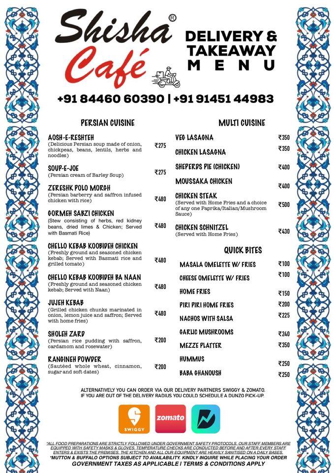 Shisha Café menu