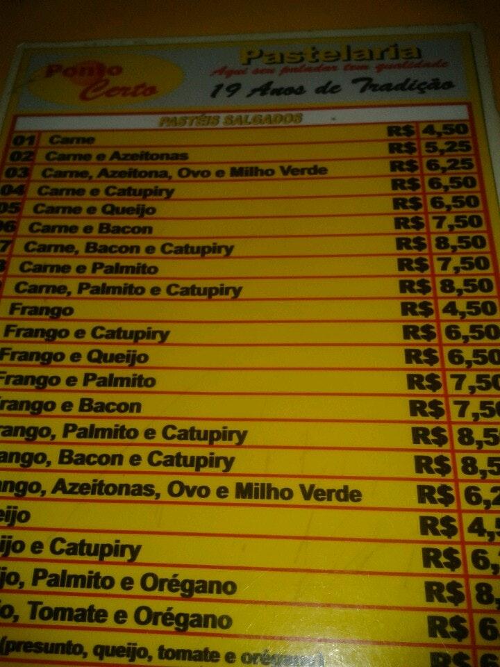 Menu Em Ponto Certo Restaurante Jo O Pessoa R Cora O De Jesus