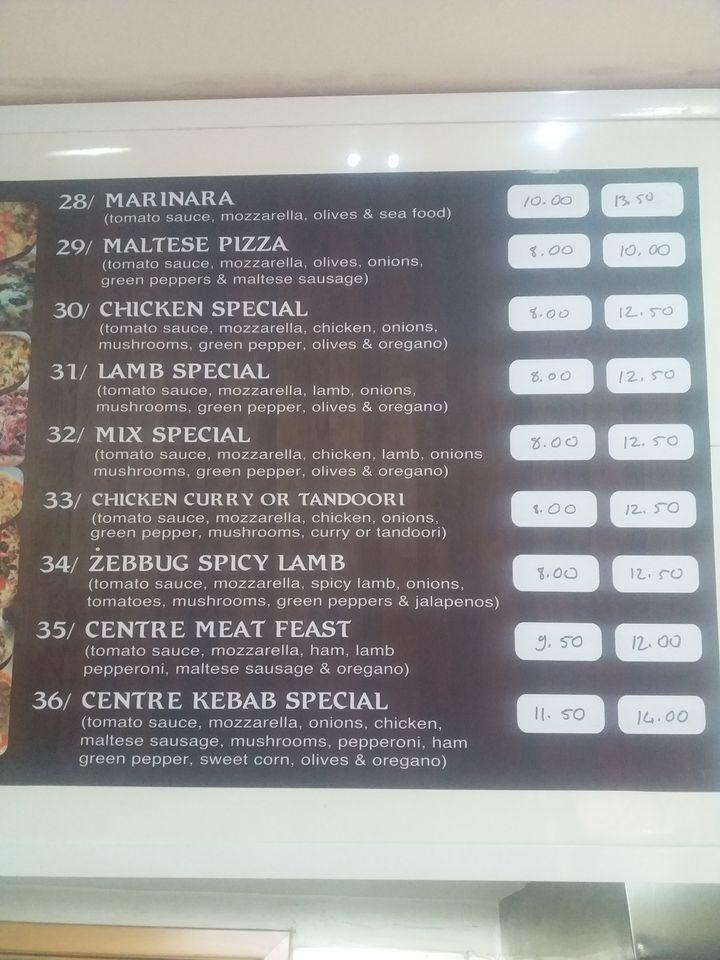 Menu at Centre Turkish Kebab, HazZebbug