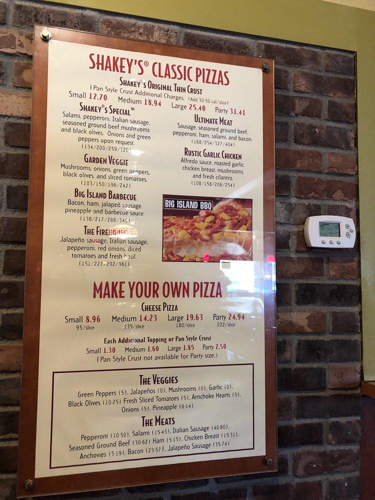 Menu at Shakey's Pizza Parlor pizzeria, Oroville
