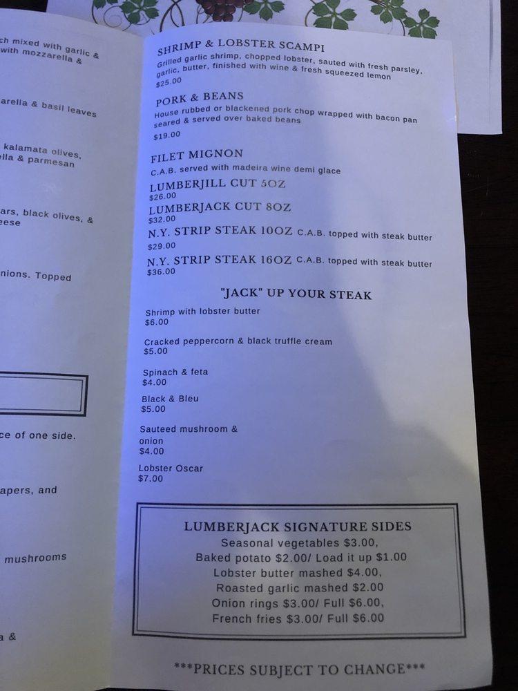 Menu at Lumber City Winery & Bistro pizzeria, North Tonawanda