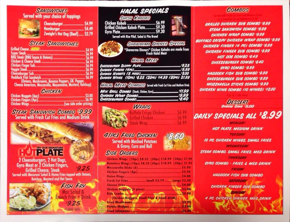 Menu at West Ridge Hots fast food, Rochester, 584 W Ridge Rd