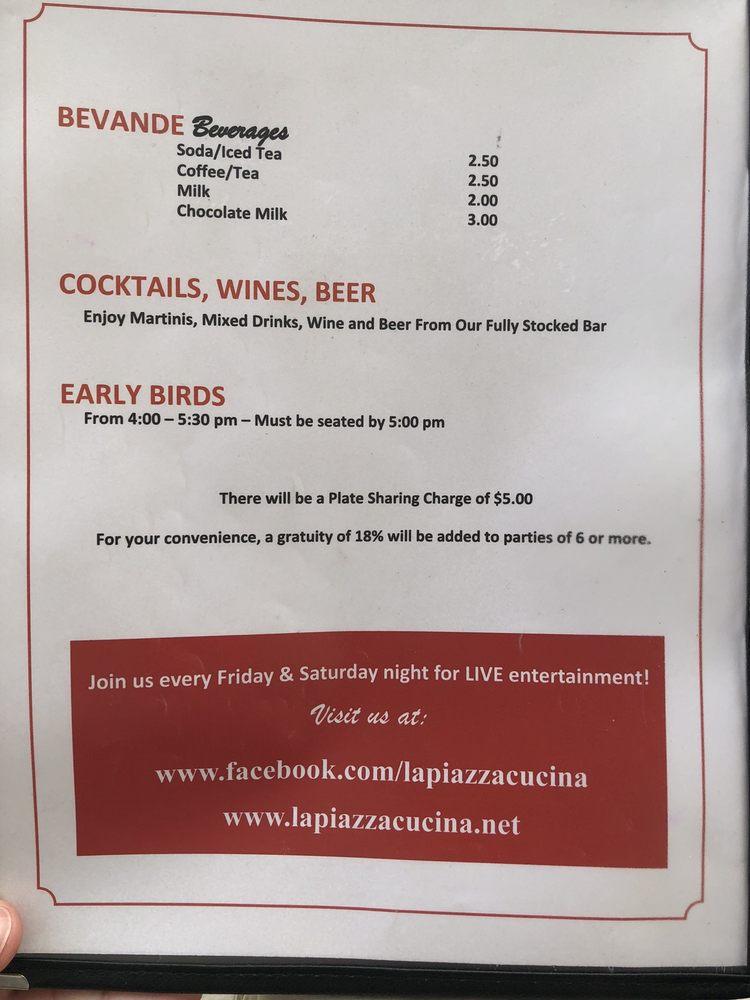Menu at La Piazza pub & bar, Wildwood