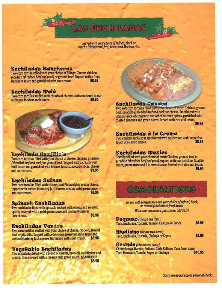 Carta de El Guajillo Mexican Restaurant, Tigard
