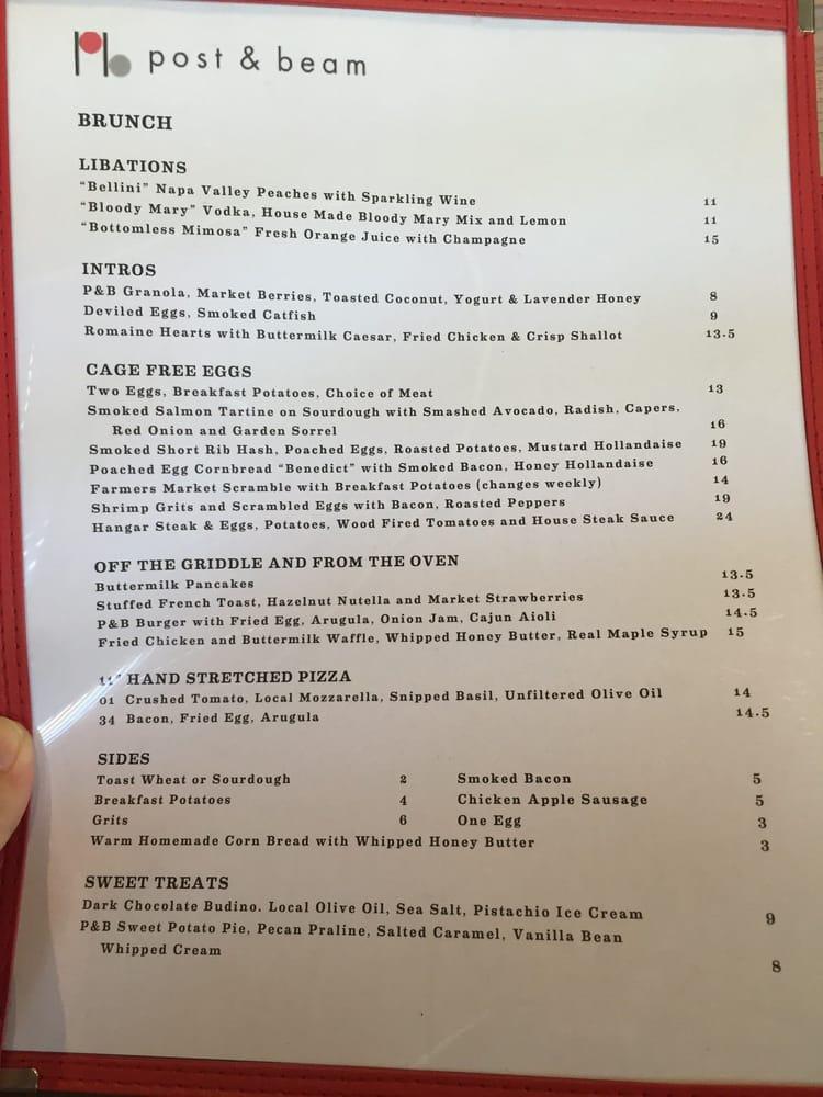 post and beam restaurant menu