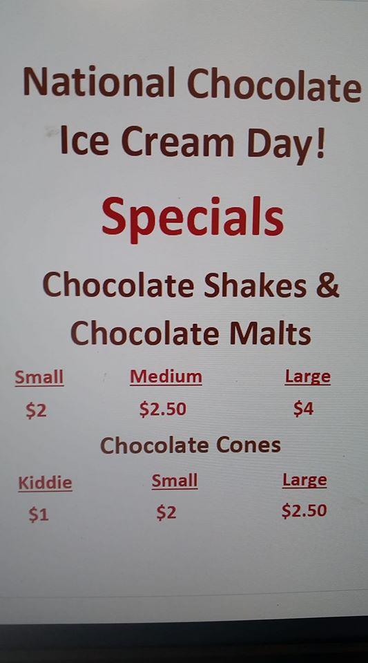 Menu at The Dugout restaurant, Otterbein