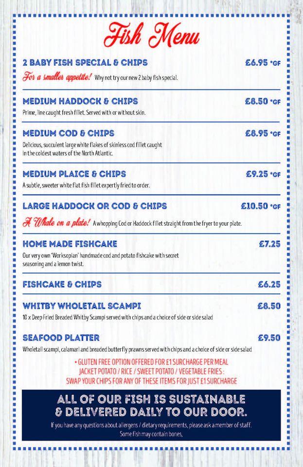 Menu at Papa's fast food, Worksop