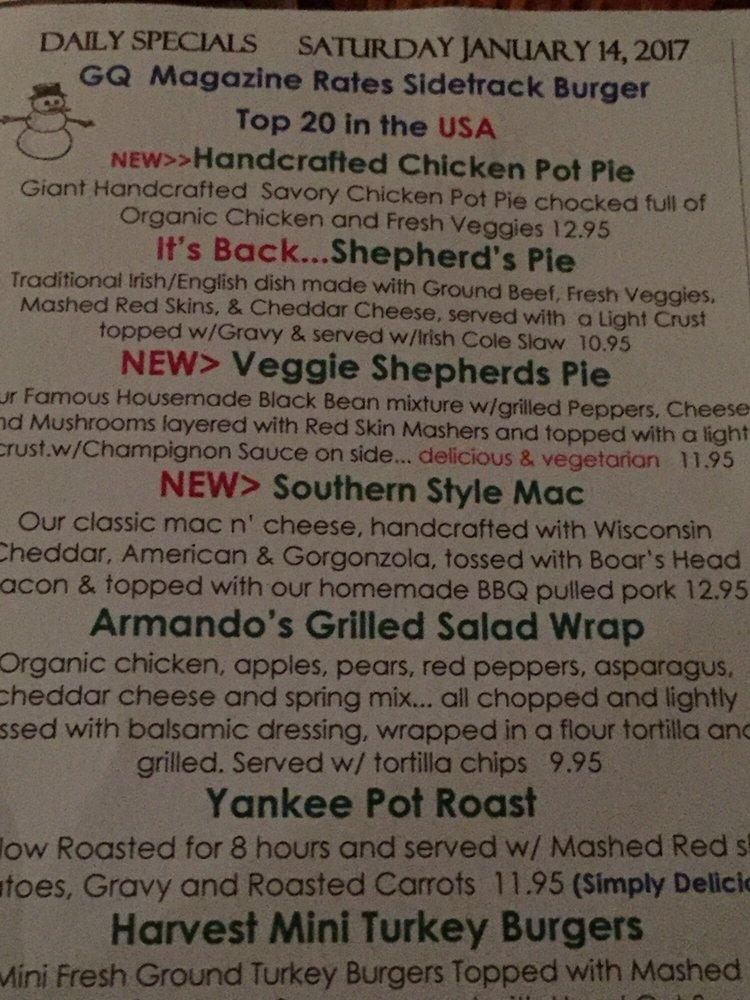 Menu at Sidetrack Bar and Grill, Ypsilanti