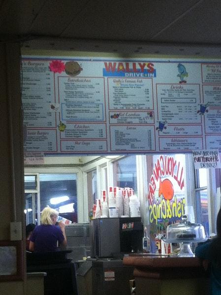 Menu at Wally's Drive-In restaurant, Buckley