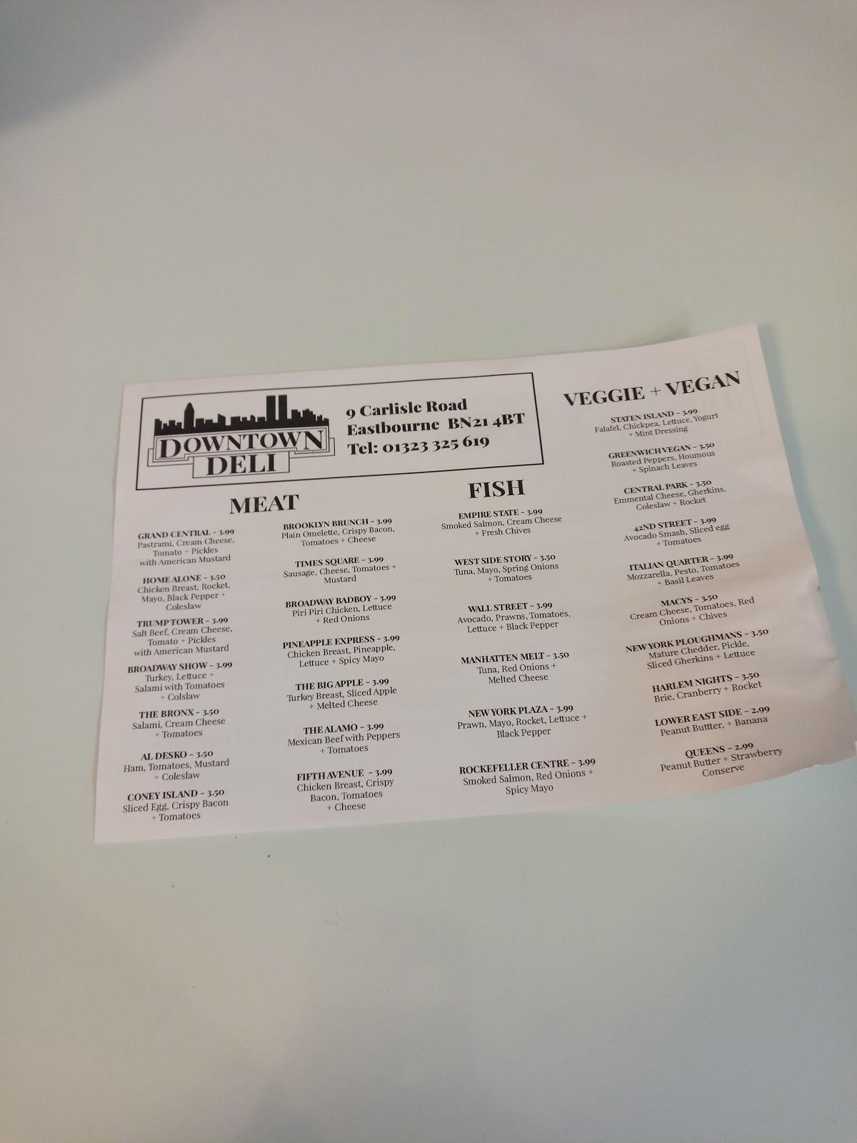 Menu at Downtown Deli fast food, Eastbourne