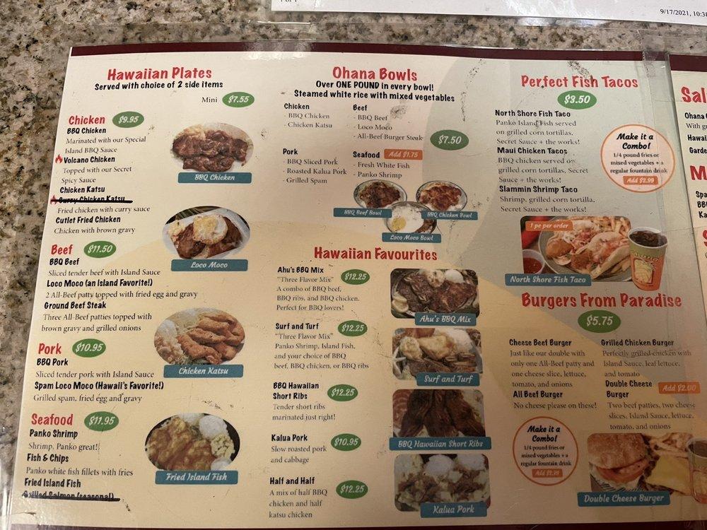 Menu at Ohana Hawaiian BBQ, Suisun City
