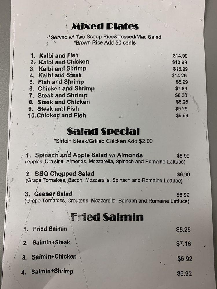 Menu at Alakea Steak restaurant, Honolulu